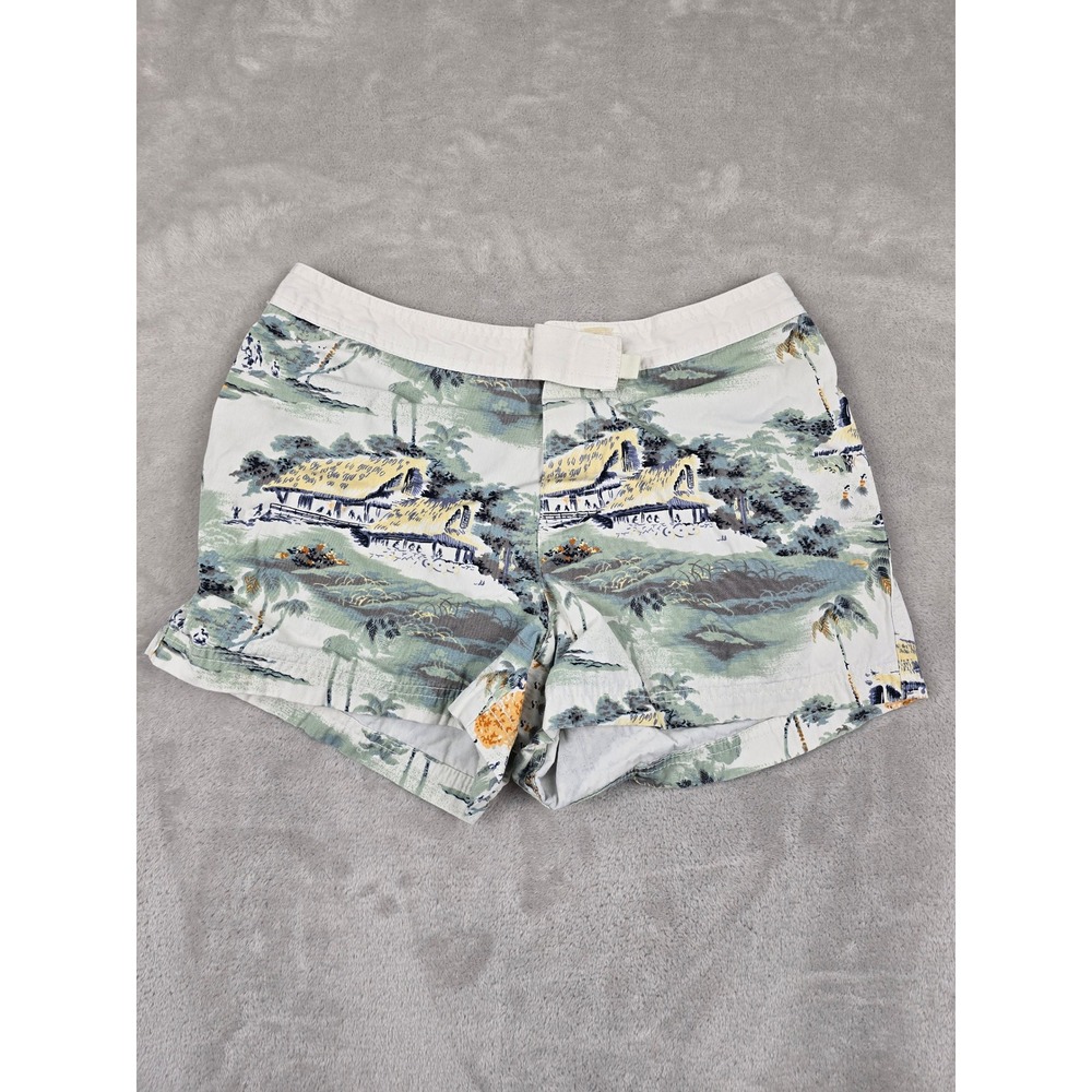 Aeropostale Shorts Womens 4‎ Multicolor Tropical Beach Hut Print 3" Inseam